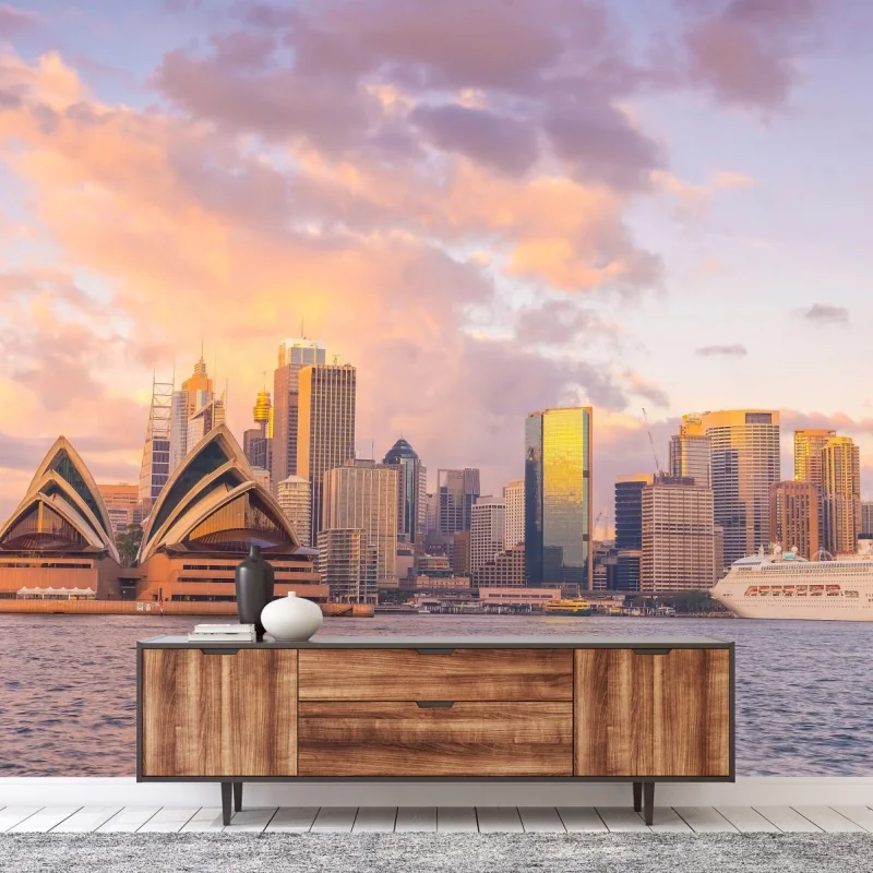Wall mural Sydney skyline at sunset