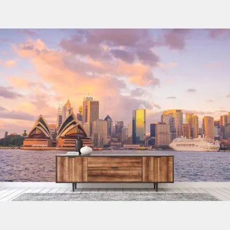 Wall mural Sydney skyline at sunset • Wallissimo®