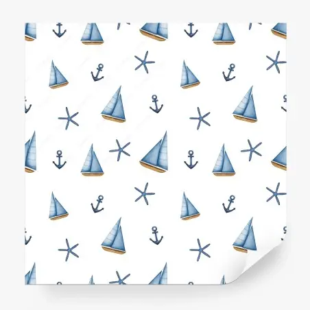 Wall mural watercolor nautical sailboat pattern • Wallissimo®