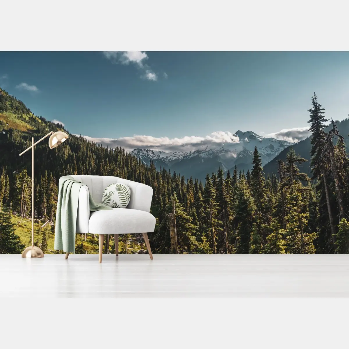 Wall mural majestic alpine mountain forest landscape • Wallissimo®