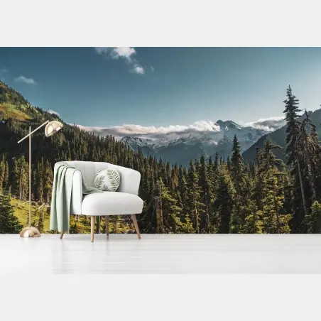 Wall mural majestic alpine mountain forest landscape • Wallissimo®