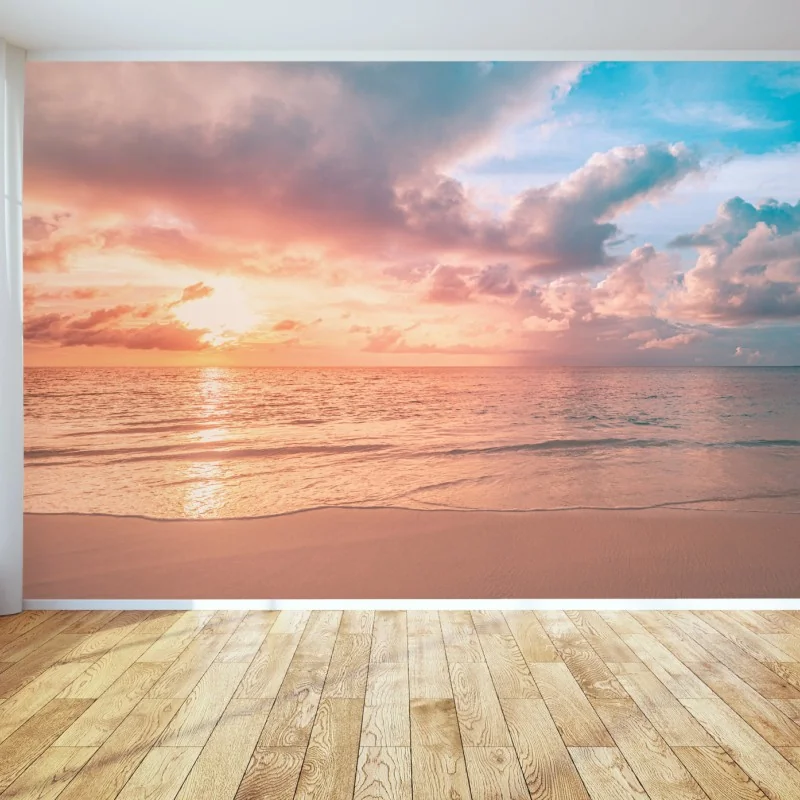 Wall mural serene pastel beach sunset