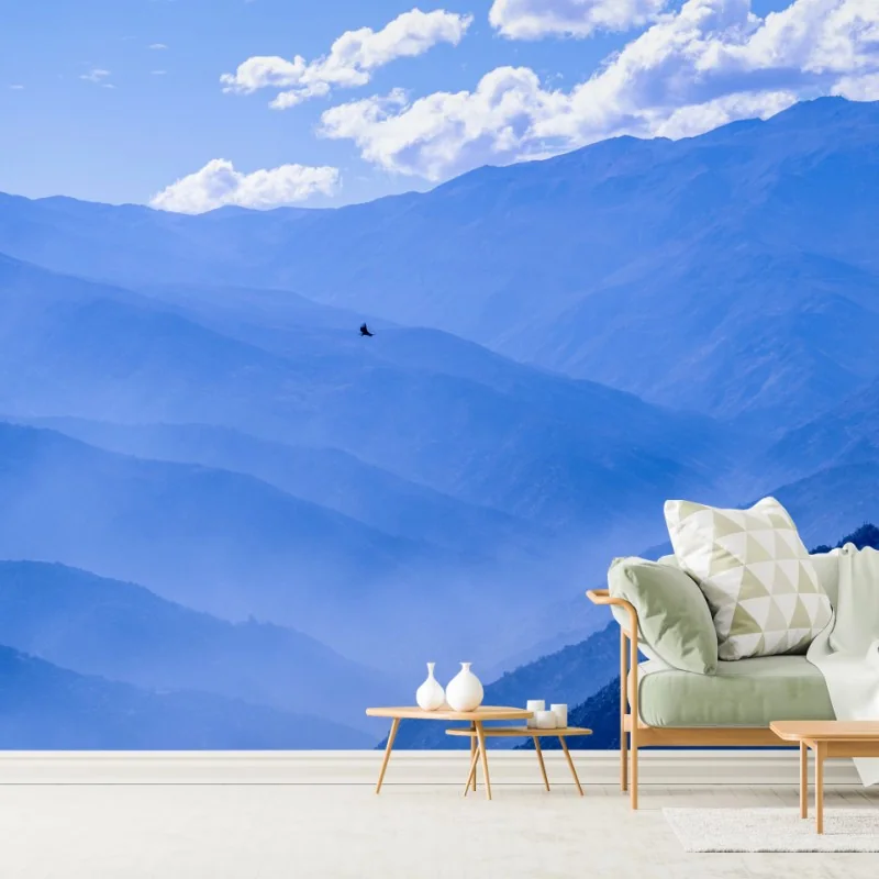 Wall mural serene blue mountain layers