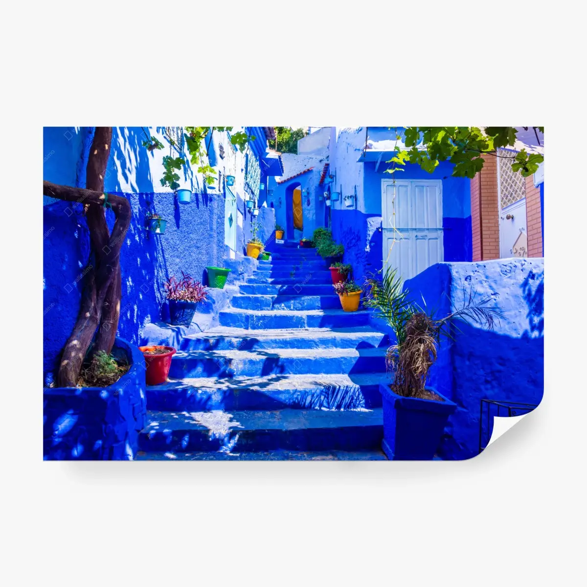 Wall mural blue stairs of Chefchaouen, Morocco • Wallissimo® Wall mural blue stairs of Chefchaouen, Morocco • Wallissimo®