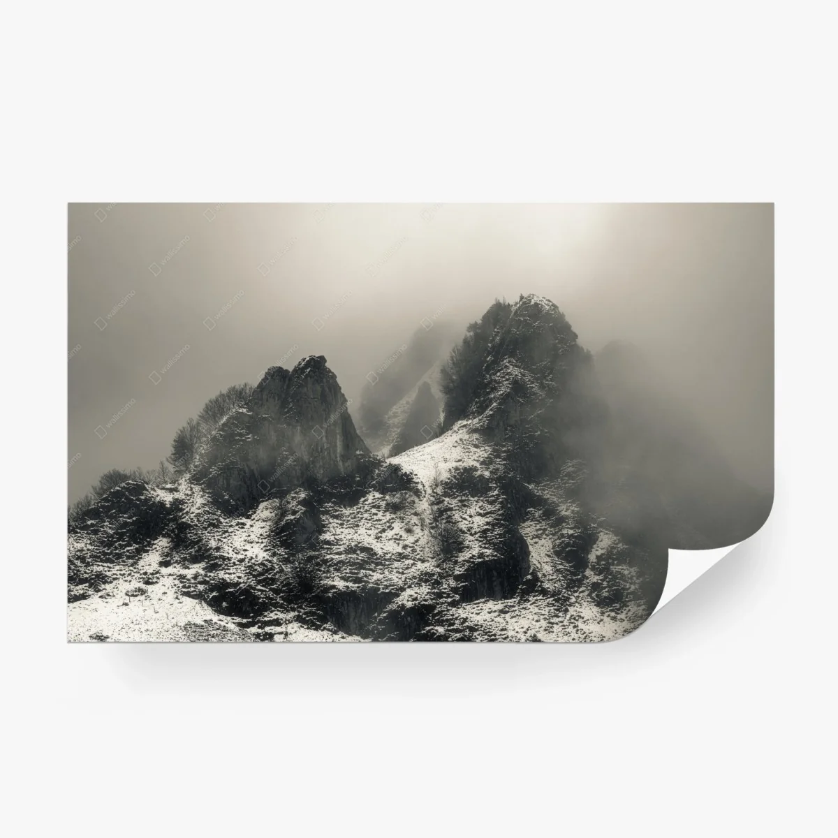 Wall mural misty snowy mountain peaks • Wallissimo® Wall mural misty snowy mountain peaks • Wallissimo®