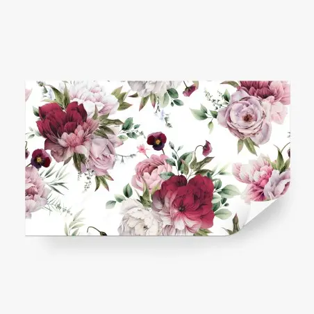 Wall mural watercolor peony floral pattern • Wallissimo®