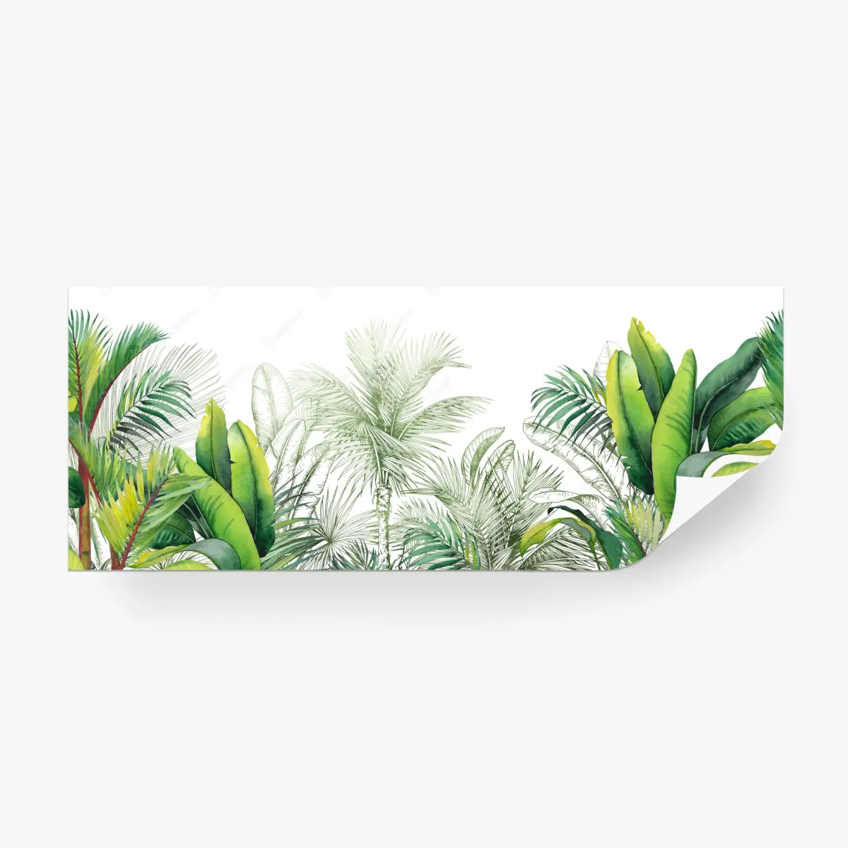 Wall mural lush tropical watercolor foliage • Wallissimo® Wall mural lush tropical watercolor foliage • Wallissimo®