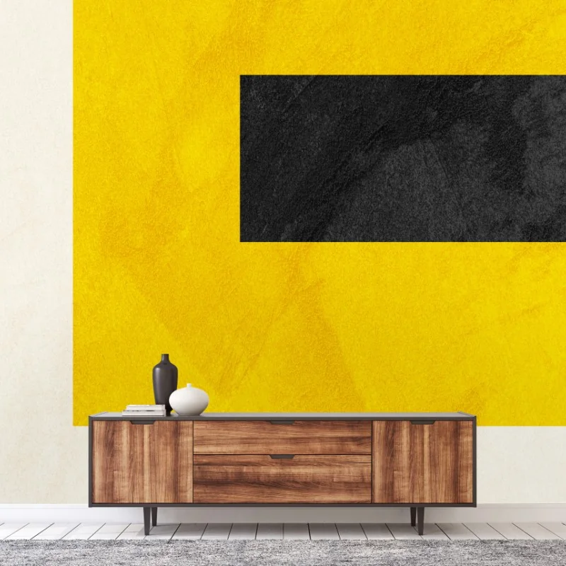 Wall mural bold yellow geometric composition