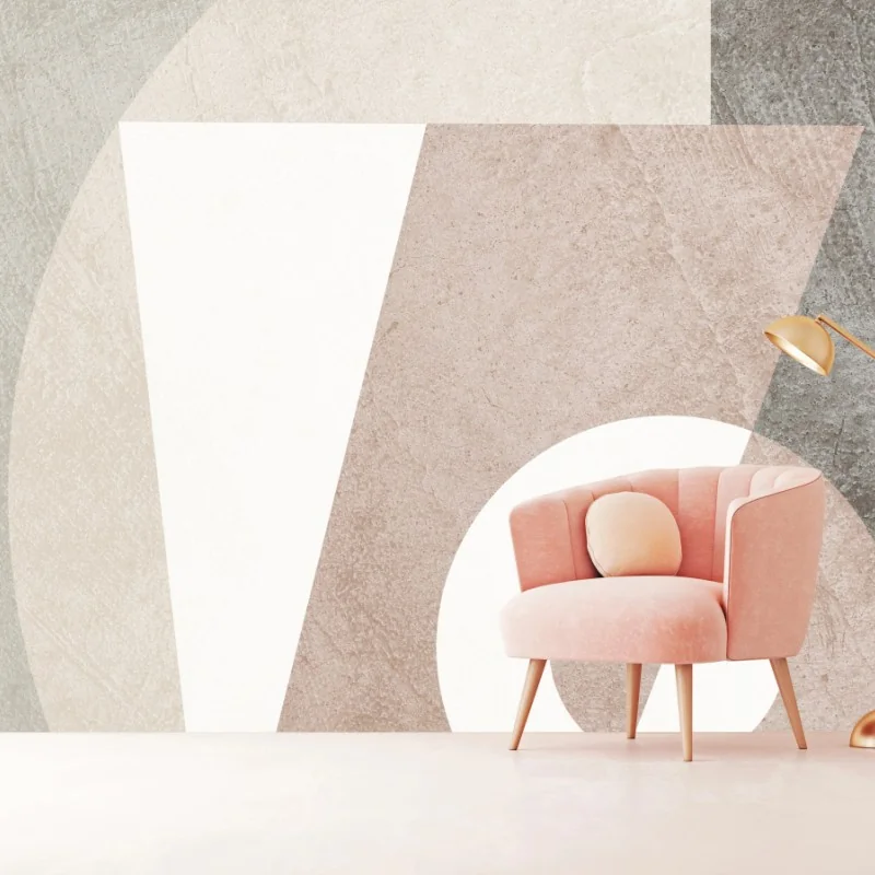 Wall mural neutral geometric pastel composition