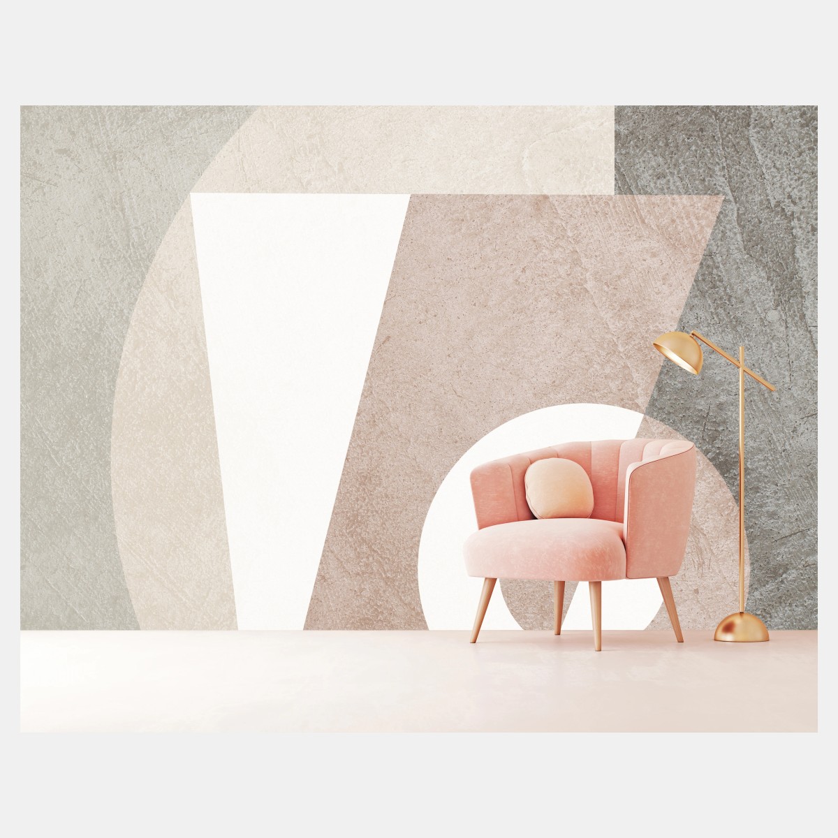 Wall mural neutral geometric pastel composition • Wallissimo®
