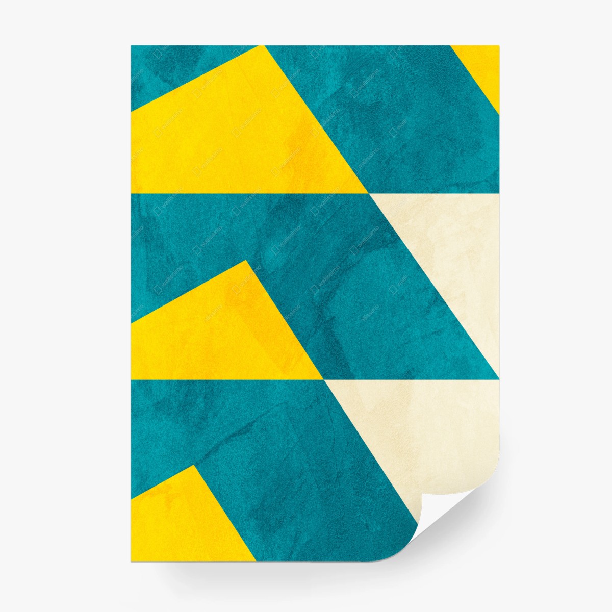 Wall mural bold turquoise and yellow geometric pattern • Wallissimo®