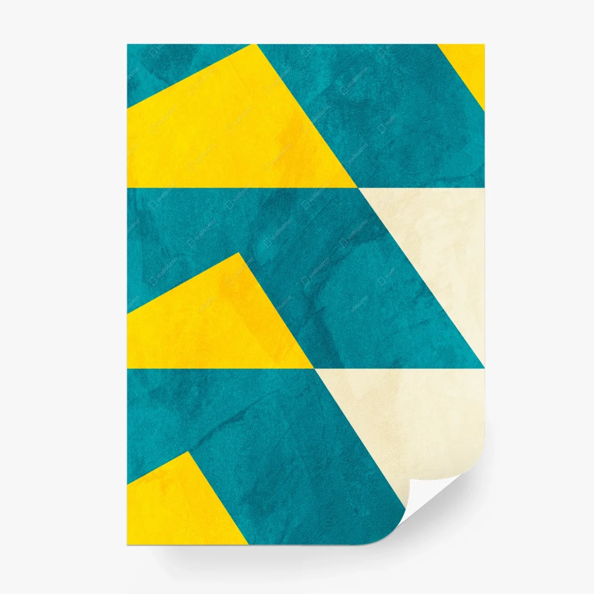 Wall mural bold turquoise and yellow geometric pattern • Wallissimo®