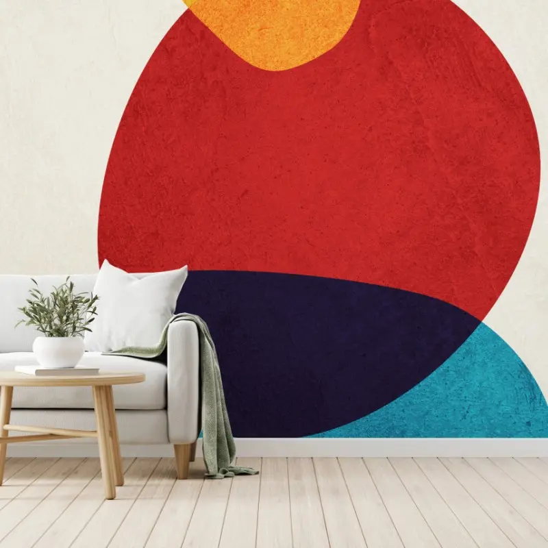 Wall mural stacked colorful abstract shapes