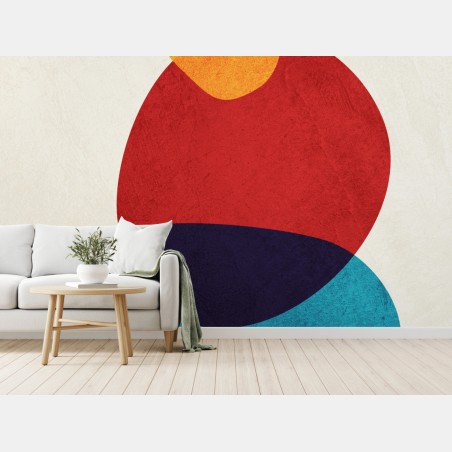 Wall mural stacked colorful abstract shapes • Wallissimo®