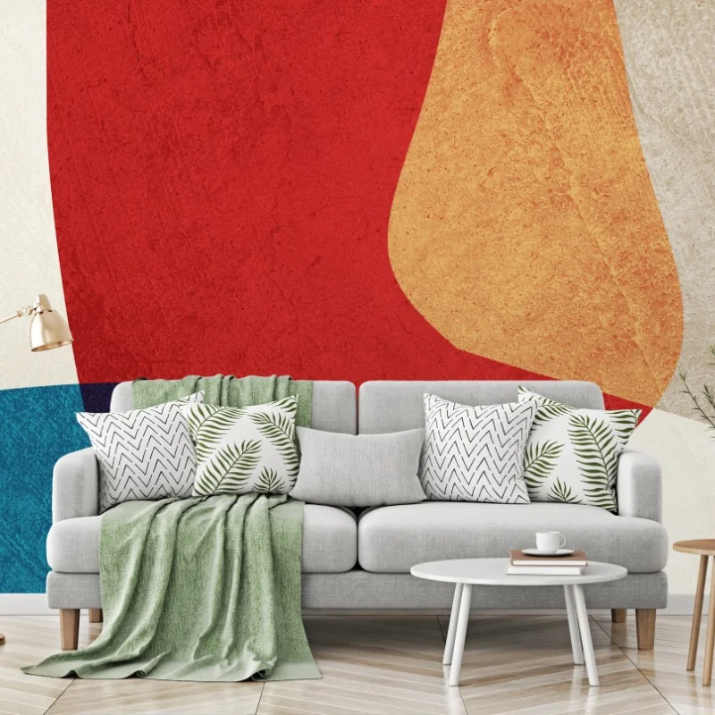 Wall mural bold mid-century abstract shapes