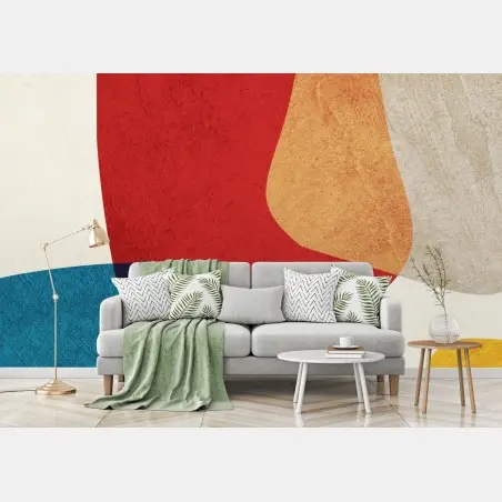 Wall mural bold mid-century abstract shapes • Wallissimo®