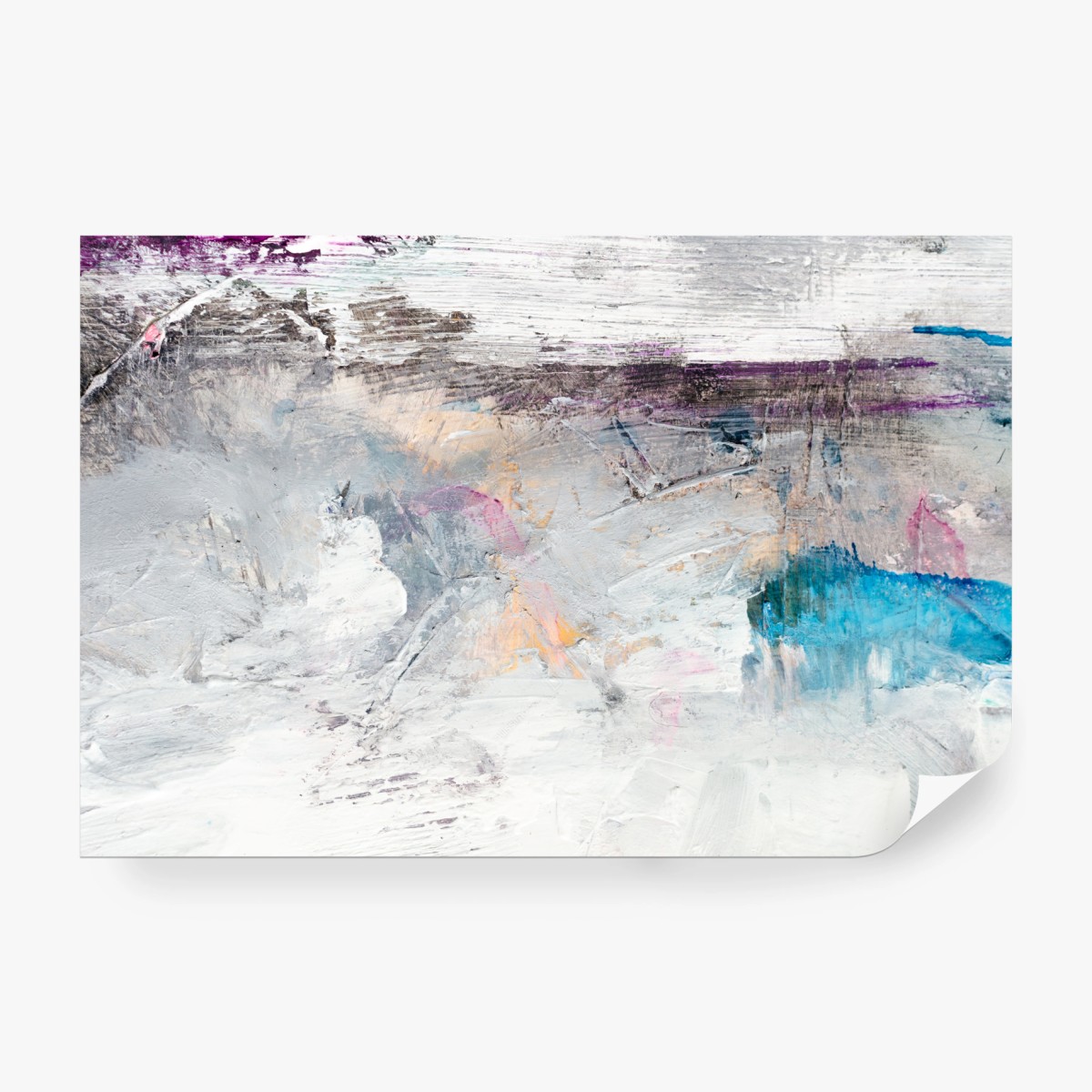 Wall mural subtle textured abstract in white and turquoise • Wallissimo®