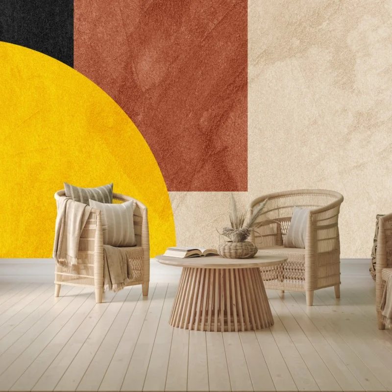 Wall mural bold geometric composition with yellow circle