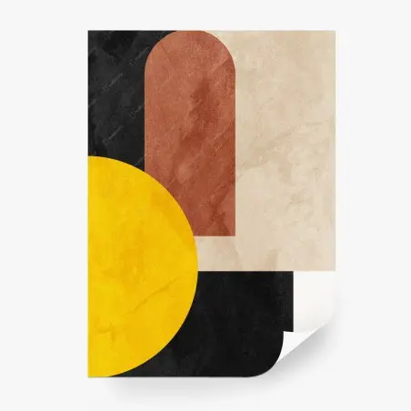 Wall mural bold geometric composition with yellow circle • Wallissimo®