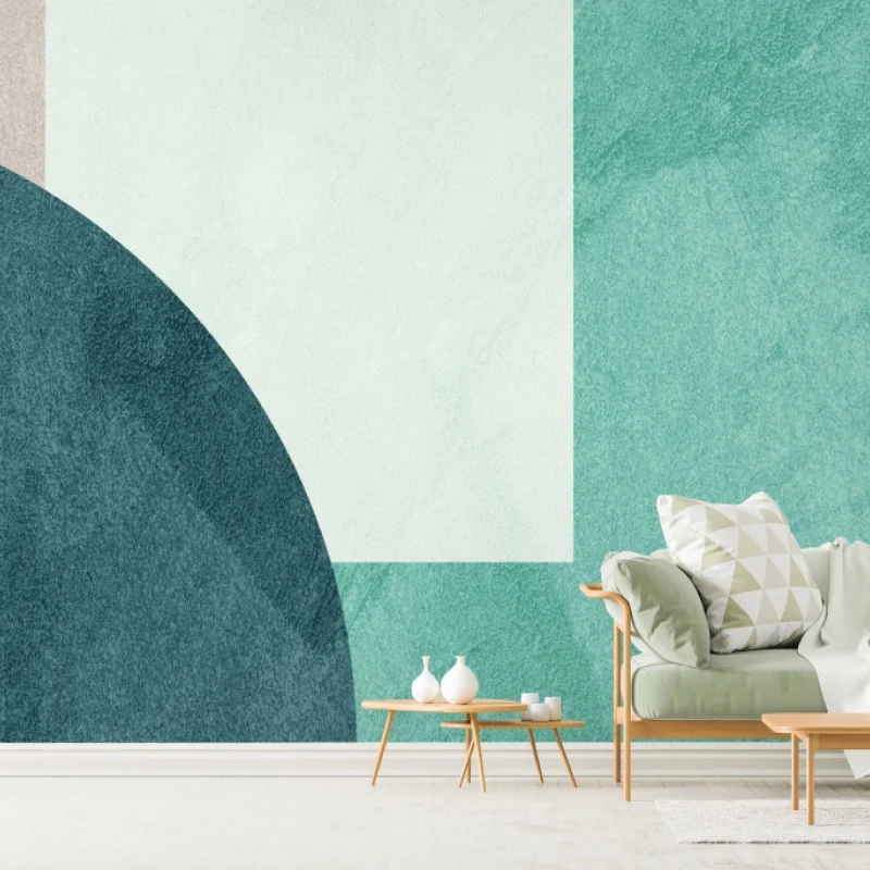 Wall mural soft turquoise geometric composition