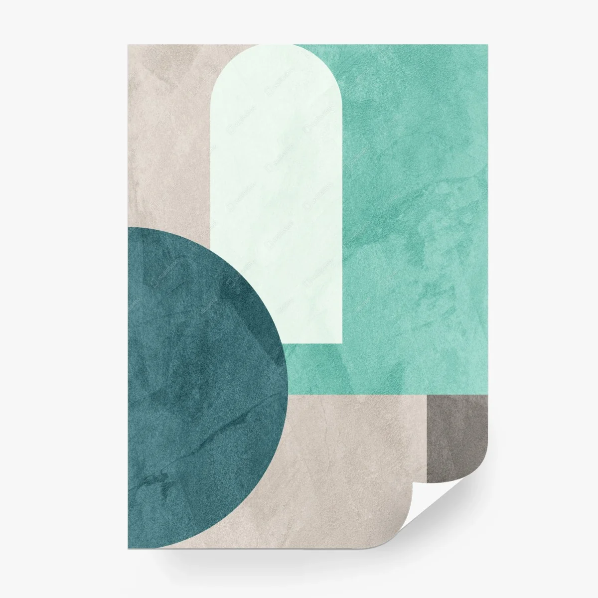 Wall mural soft turquoise geometric composition • Wallissimo®