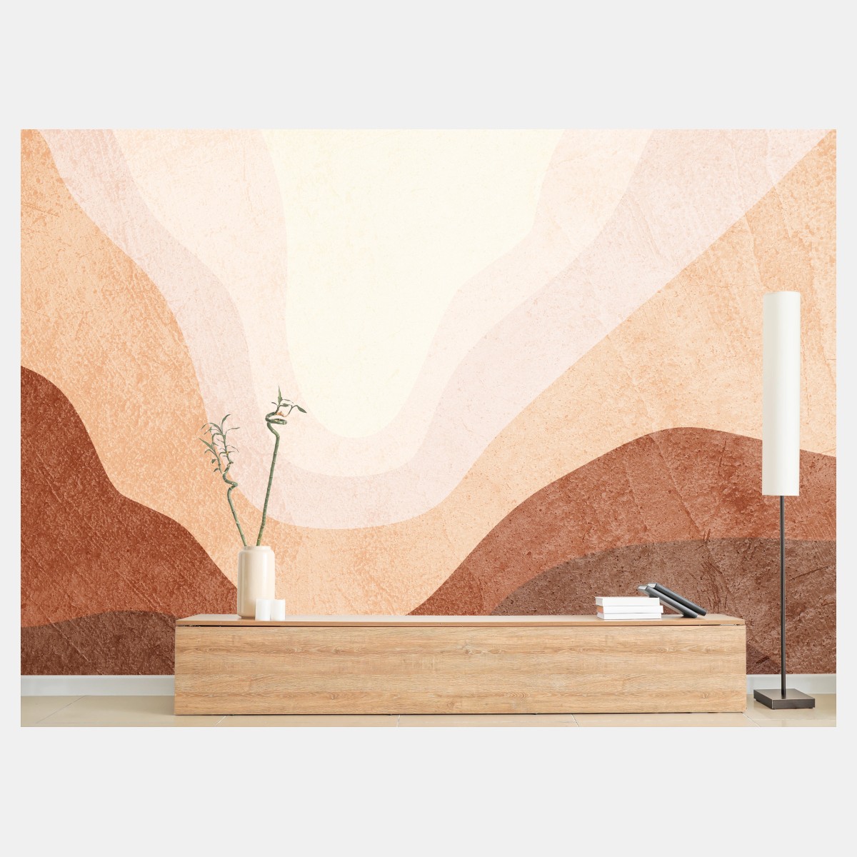 Wall mural earthy abstract sun landscape • Wallissimo®
