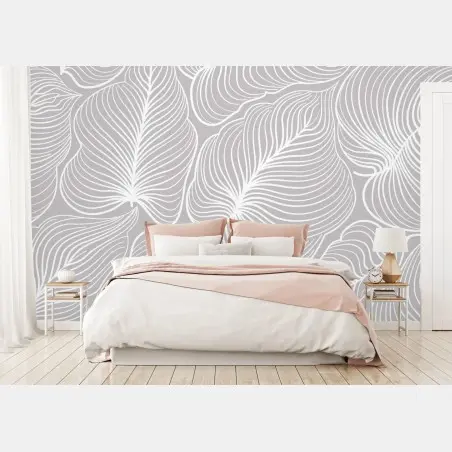 Wall mural elegant retro leaf line pattern • Wallissimo®