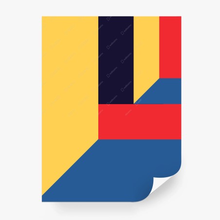 Wall mural bold geometric color blocks in perspective • Wallissimo®