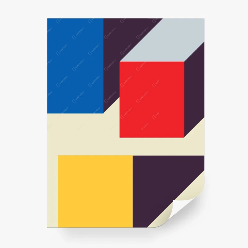 Wall mural geometric perspective cube composition