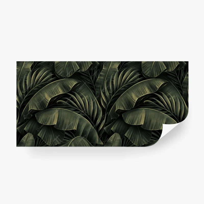 Wall mural dark tropical banana leaf pattern