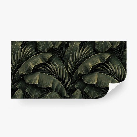 Wall mural dark tropical banana leaf pattern • Wallissimo®