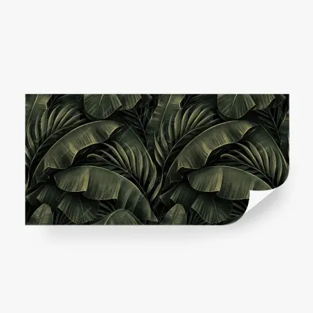 Wall mural dark tropical banana leaf pattern • Wallissimo®
