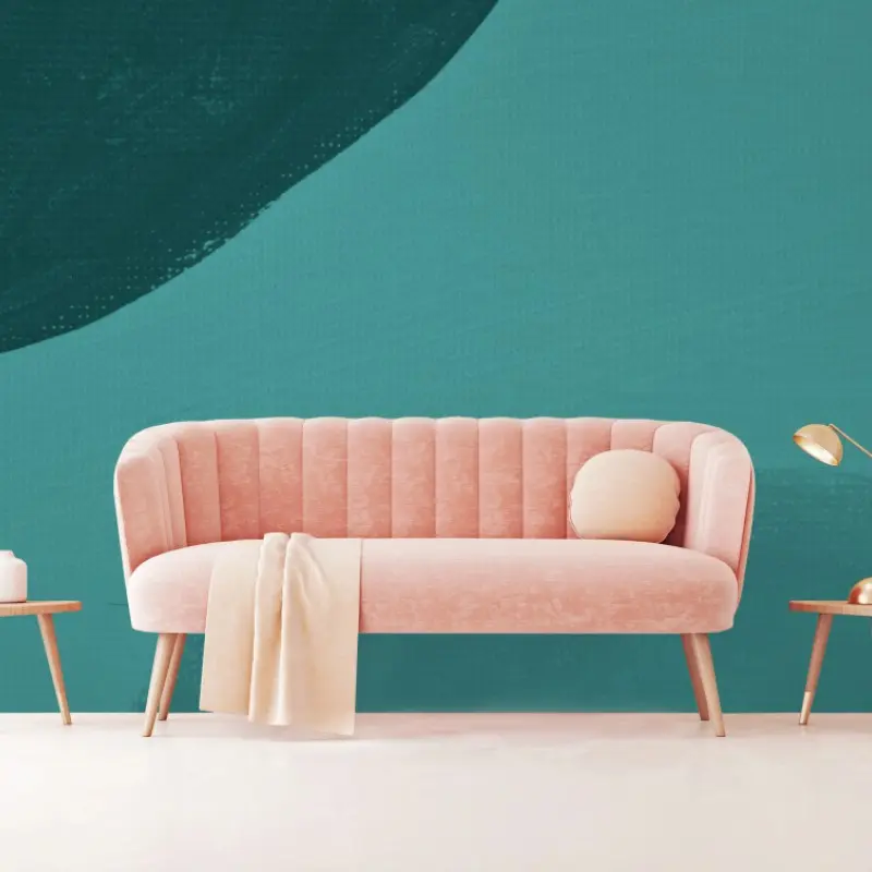 Wall mural teal abstract shapes in scandinavian style