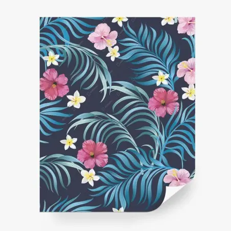 Wall mural tropical hibiscus floral pattern • Wallissimo®