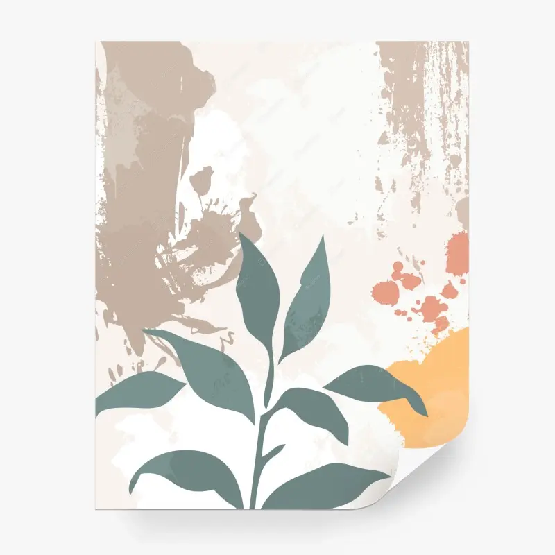 Wall mural soft pastel botanical leaves print