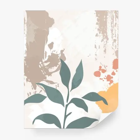 Wall mural soft pastel botanical leaves print • Wallissimo®