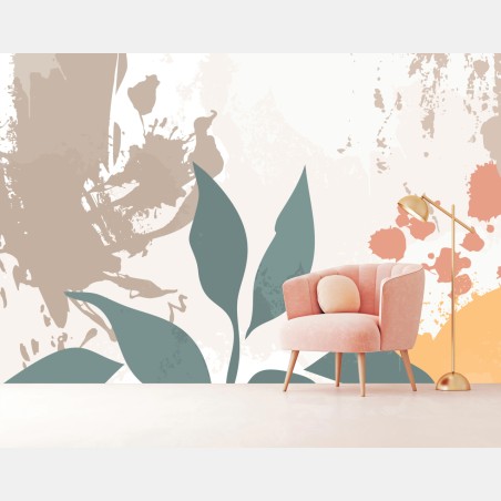Wall mural soft pastel botanical art • Wallissimo®