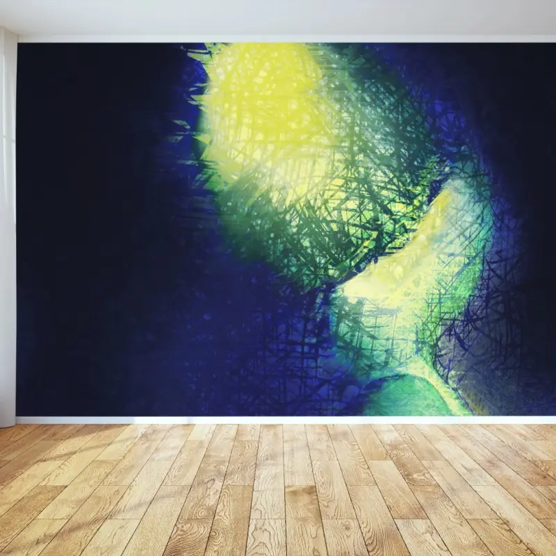 Wall mural luminous blue and yellow abstract