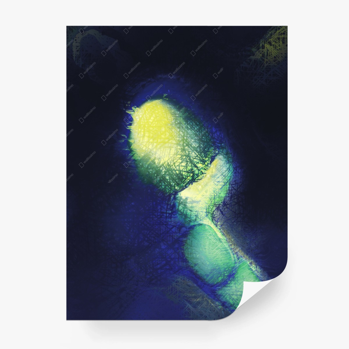 Wall mural luminous blue and yellow abstract • Wallissimo®