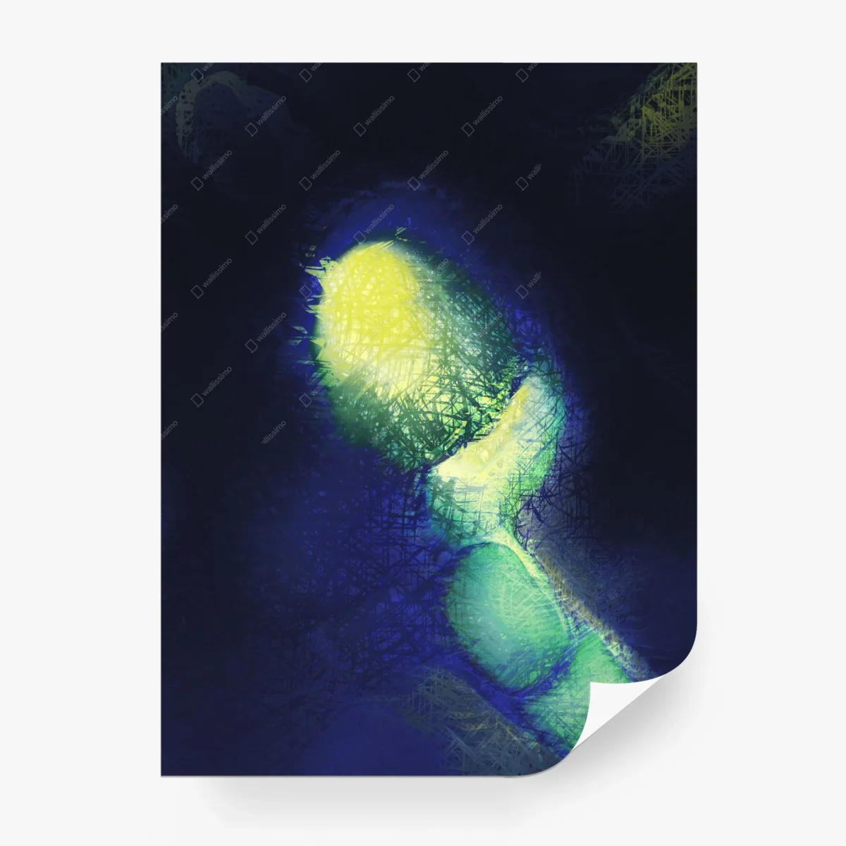 Wall mural luminous blue and yellow abstract • Wallissimo® Wall mural luminous blue and yellow abstract • Wallissimo®