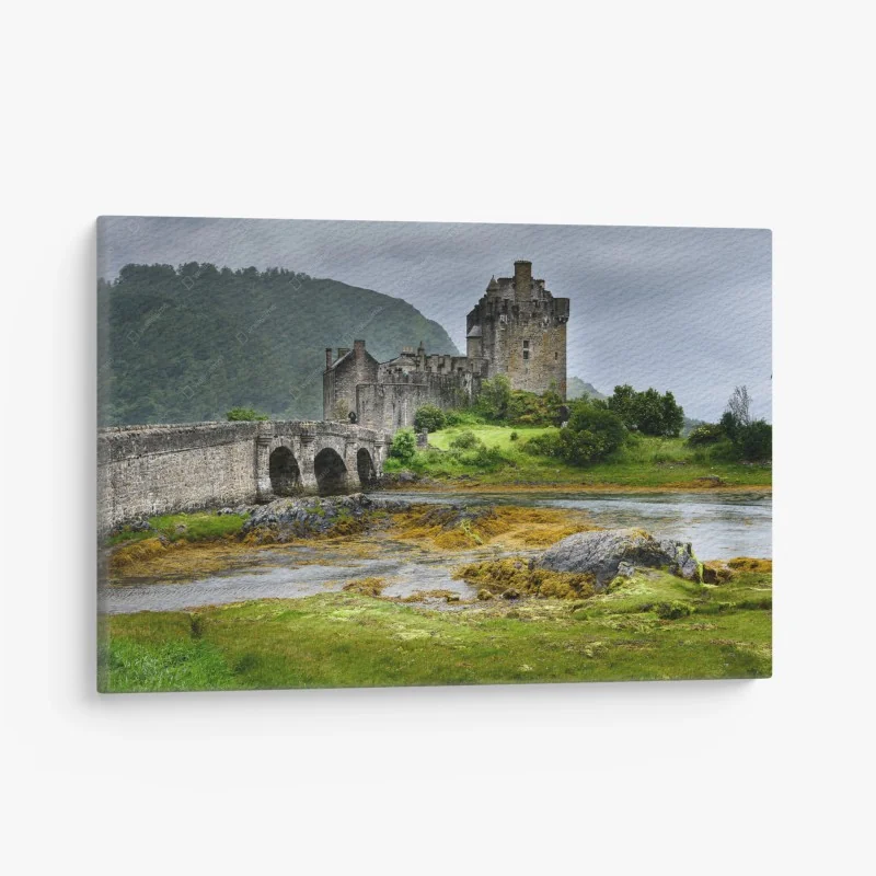 Canvas print medieval castle by stone bridge