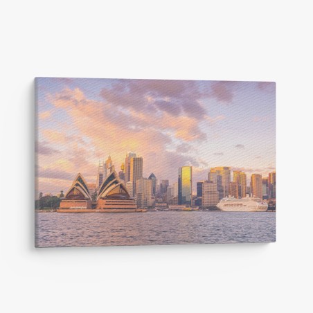 Canvas print Sydney skyline at sunset • Wallissimo®