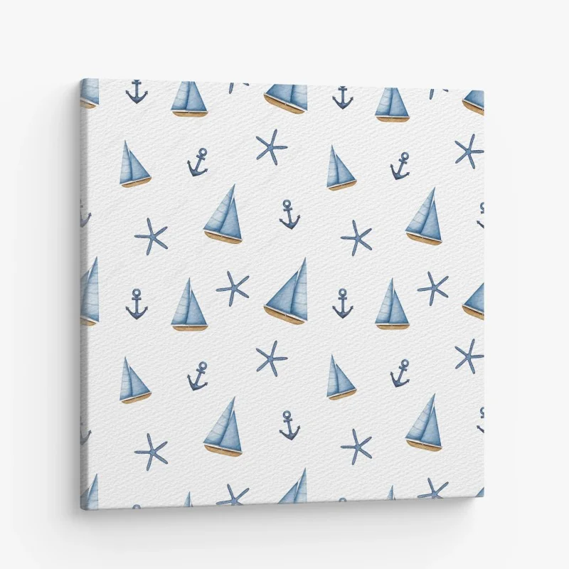 Canvas print watercolor nautical sailboat pattern