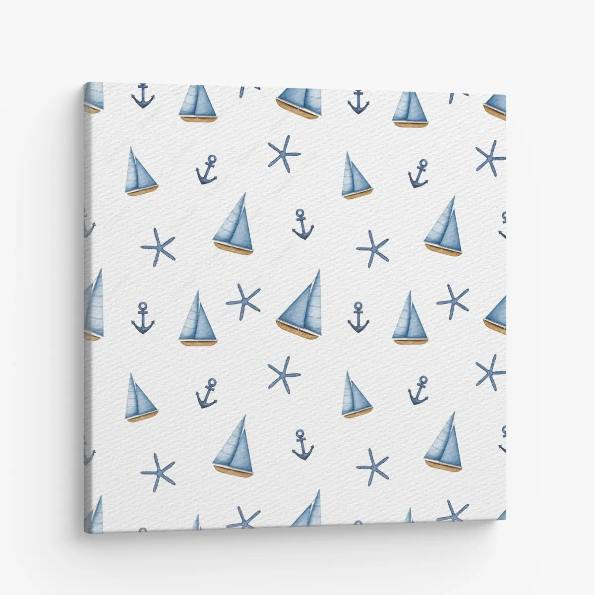 Canvas print watercolor nautical sailboat pattern • Wallissimo®