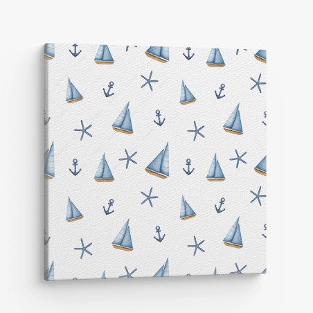 Canvas print watercolor nautical sailboat pattern • Wallissimo®
