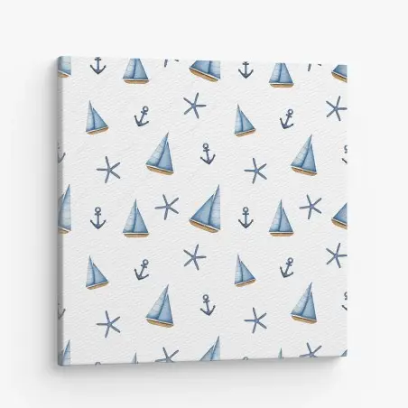 Canvas print watercolor nautical sailboat pattern • Wallissimo®