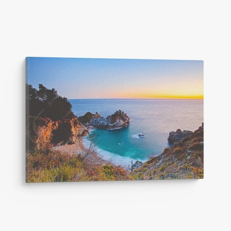 Canvas print turquoise cove at sunset • Wallissimo®