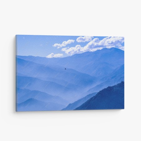 Canvas print serene blue mountain layers • Wallissimo®