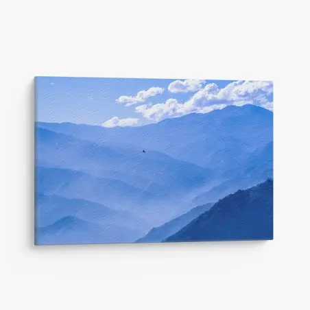 Canvas print serene blue mountain layers • Wallissimo®
