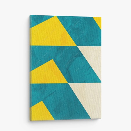 Canvas print bold turquoise and yellow geometric pattern • Wallissimo®